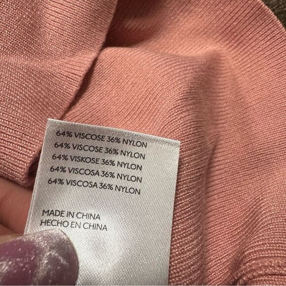 Maeve by Anthropologie Pink Ribbed Mock Neck Flare Sleeve Shirt Size Medium - Picture 6 of 8